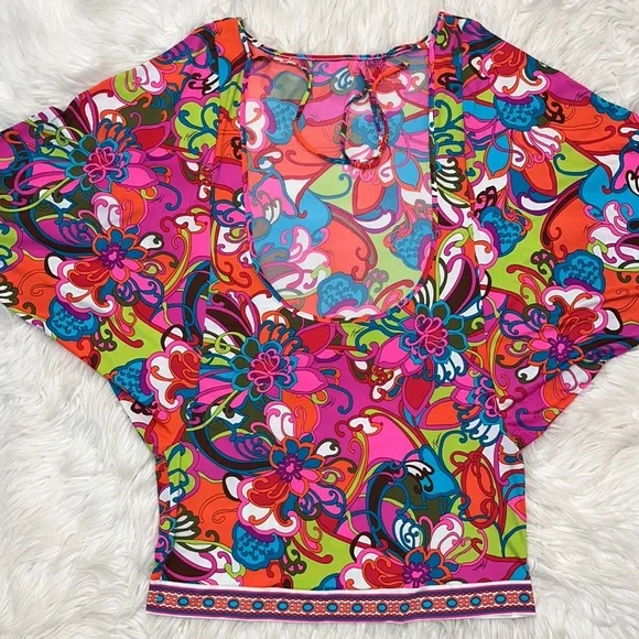 NWOT Trina Turk 'Fiji Flower' Swim Cover-Up Tunic Dress - Picture 10 of 13